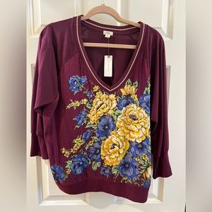 Anthropologie TINY Ashlee Floral V-Neck Top